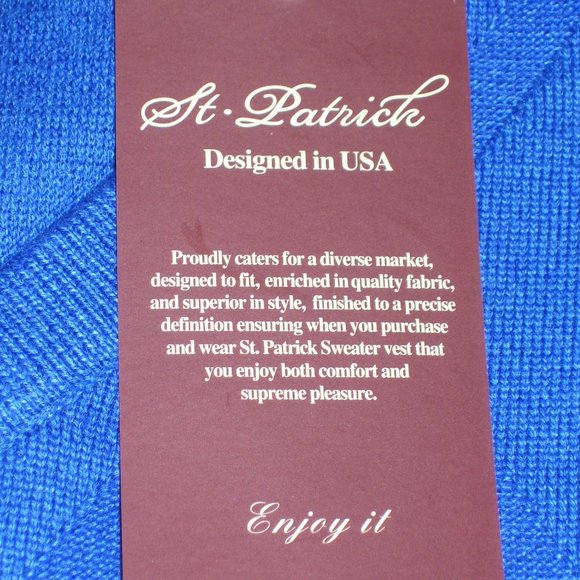 St. Patrick V-Neck Blue Argyle Sweater Vest 4XL - Picture 4 of 6